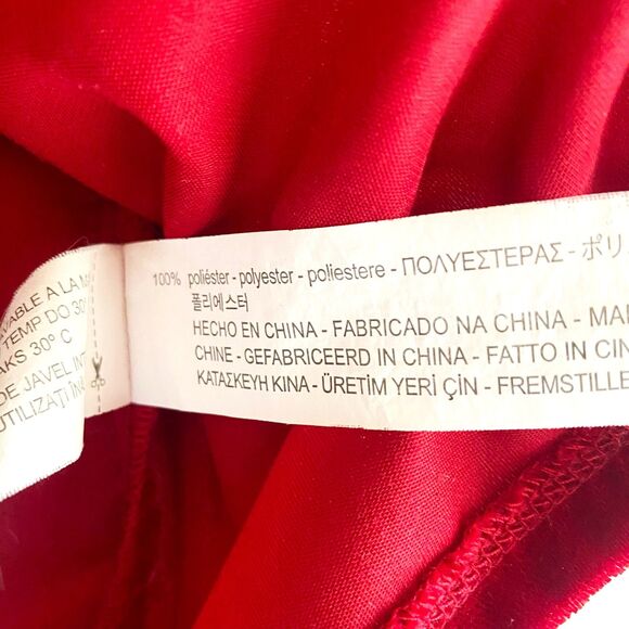 Zara Ruby Red Velour Ruffled Sleeve Semi-cropped Top - Picture 8 of 8